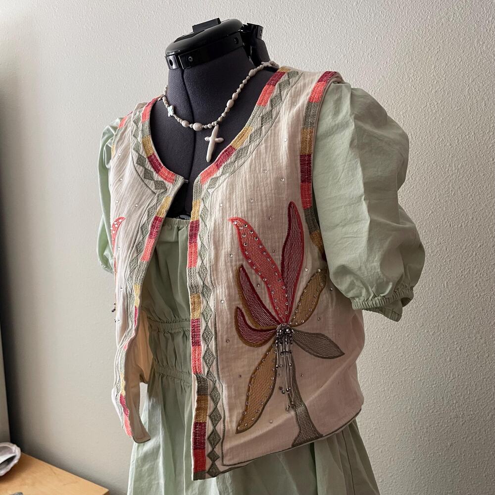 Boho Embroidered Vest fairy cottage coastal cowgirl festival | size M/L - Picture 6 of 11